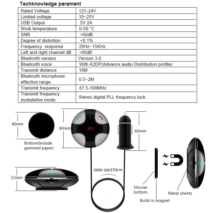FM29B Bluetooth FM Transmitter Hands-free Car Kit, Car Charger, For iPhone, Galaxy, Sony, Lenovo, HTC, Huawei, and other Smartphones - Bluetooth Car Kits by PMC TechLife | Online Shopping South Africa | PMC TechLife | Buy Now Pay Later Mobicred