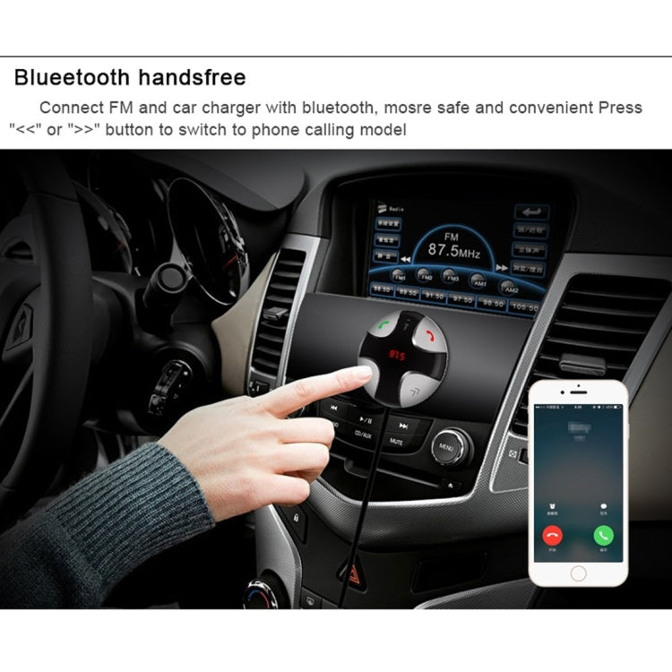 FM29B Bluetooth FM Transmitter Hands-free Car Kit, Car Charger, For iPhone, Galaxy, Sony, Lenovo, HTC, Huawei, and other Smartphones