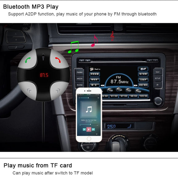 FM29B Bluetooth FM Transmitter Hands-free Car Kit, Car Charger, For iPhone, Galaxy, Sony, Lenovo, HTC, Huawei, and other Smartphones