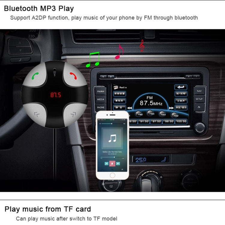 FM29B Bluetooth FM Transmitter Hands-free Car Kit, Car Charger, For iPhone, Galaxy, Sony, Lenovo, HTC, Huawei, and other Smartphones