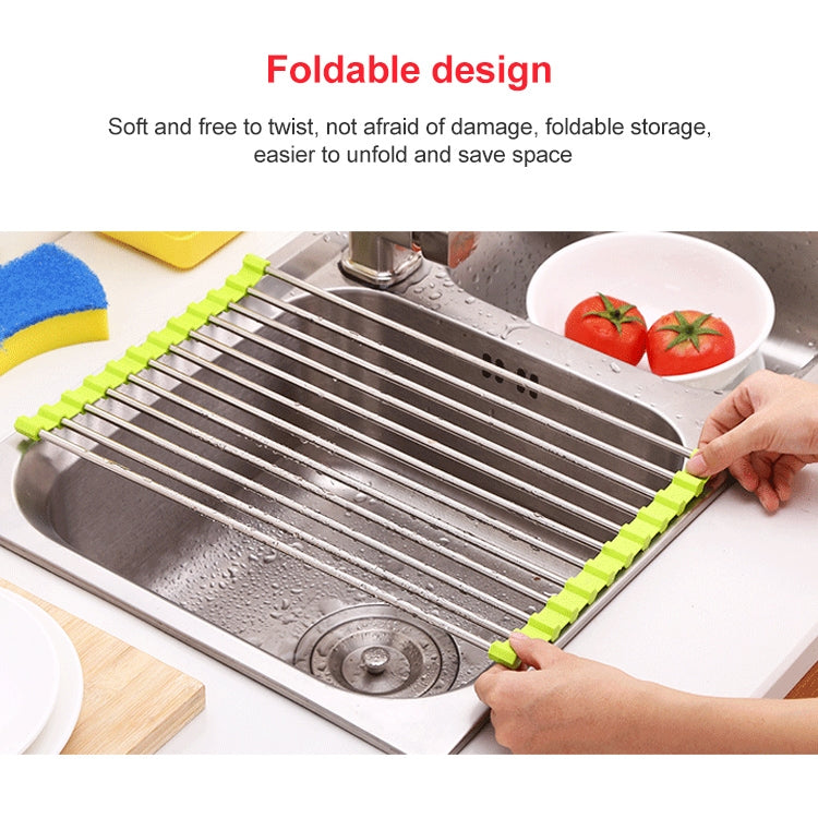 40x24x0.9cm Stainless Steel Folding Drain Rack(Green) - Shelf by PMC TechLife | Online Shopping South Africa | PMC TechLife | Buy Now Pay Later Mobicred