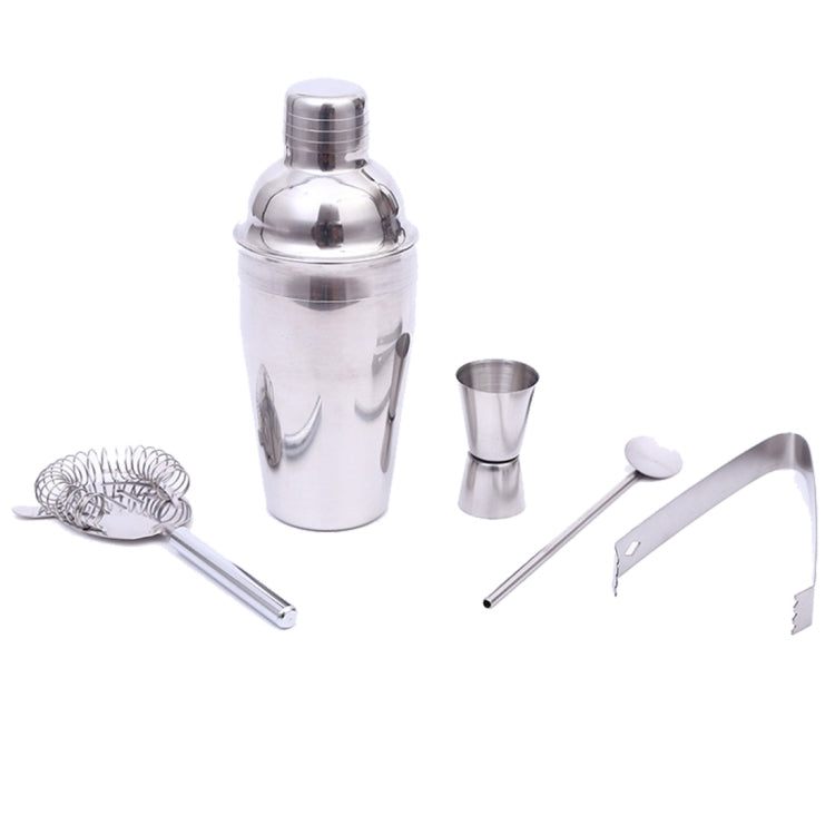 5 in 1 Classic Stainless Steel Shaker Set, Capacity: 550ml (Shaker + Jigger + Strainer + Ice Clip + Stirrer Pipe)(Silver) - Bartending Tools by PMC TechLife | Online Shopping South Africa | PMC TechLife | Buy Now Pay Later Mobicred