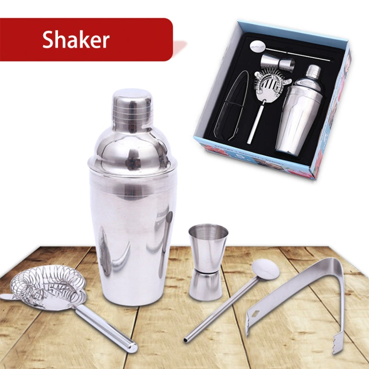 5 in 1 Classic Stainless Steel Shaker Set, Capacity: 550ml (Shaker + Jigger + Strainer + Ice Clip + Stirrer Pipe)(Silver) - Bartending Tools by PMC TechLife | Online Shopping South Africa | PMC TechLife | Buy Now Pay Later Mobicred