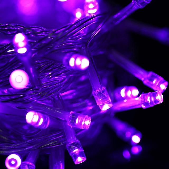 Water-resistant  String Light, Length: 10m, 100 LED, Flashing / Fading / Chasing Effect, with Controller, AC 220V, EU Plug(Purple Light)