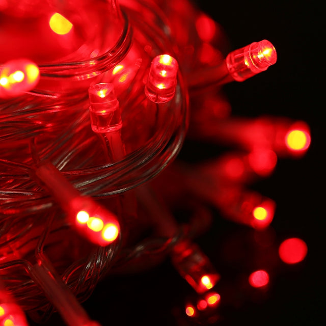 Water-resistant  String Light, Length: 10m, 100 LED Light with Controller, Flashing / Fading / Chasing Effect, AC 220V, EU Plug(Red Light)
