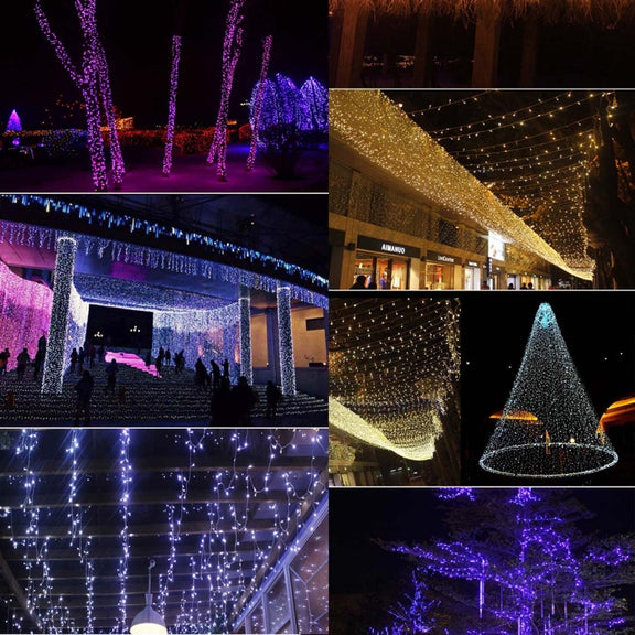 Water-resistant  String Light, Length: 10m, 100 LED, Flashing / Fading / Chasing Effect, with Controller, AC 220V, EU Plug(Pink Light)
