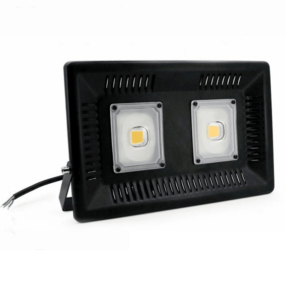100W Water-resistant LED Floodlight Lamp, 2 x 48 LED SMD 2835, Luminous Flux: > 8000LM, PF > 0.9, RA > 80, AC 90-140V(Warm White)