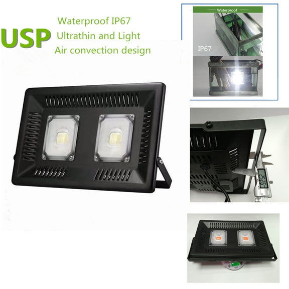 100W Water-resistant LED Floodlight Lamp, 2 x 48 LED SMD 2835, Luminous Flux: > 8000LM, PF > 0.9, RA > 80, AC 90-140V(Warm White)