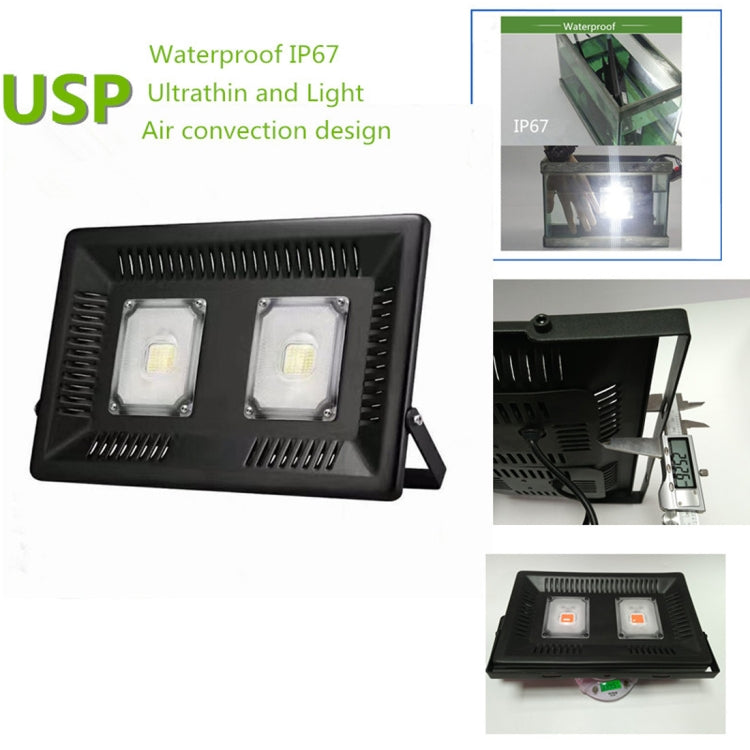 100W Water-resistant LED Floodlight Lamp, 2 x 48 LED SMD 2835, Luminous Flux: > 8000LM, PF > 0.9, RA > 80, AC 90-140V(Warm White)