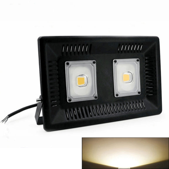 100W Water-resistant LED Floodlight Lamp, 2 x 48 LED SMD 2835, Luminous Flux: > 8000LM, PF > 0.9, RA > 80, AC 90-140V(Warm White)