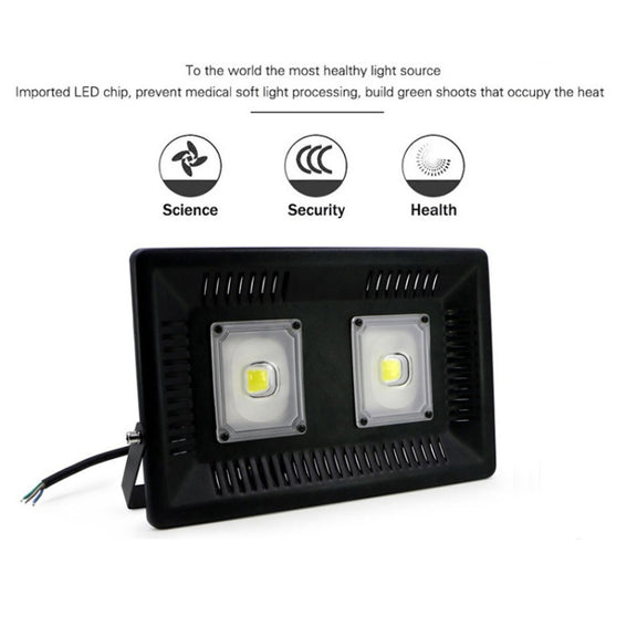 100W Water-resistant LED Floodlight Lamp, 2 x 48 LED SMD 2835, Luminous Flux: > 8000LM, PF > 0.9, RA > 80, AC 90-140V(Warm White)