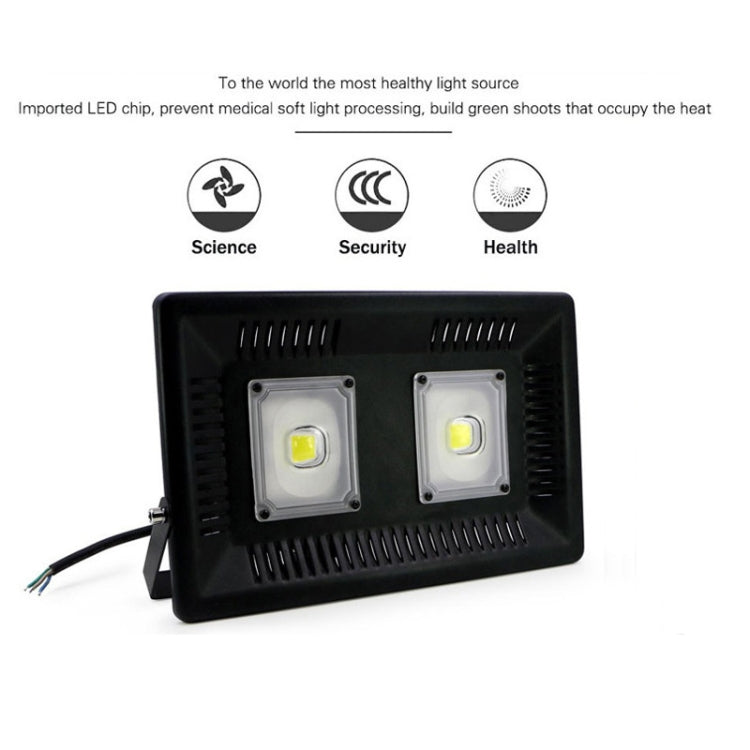 100W Water-resistant LED Floodlight Lamp, 2 x 48 LED SMD 2835, Luminous Flux: > 8000LM, PF > 0.9, RA > 80, AC 90-140V(Warm White)