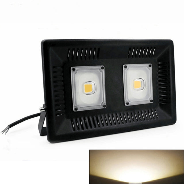 100W Water-resistant LED Floodlight Lamp, 2 x 48 LED SMD 2835, Luminous Flux: > 8000LM, PF > 0.9, RA > 80, AC 90-140V(Warm White)