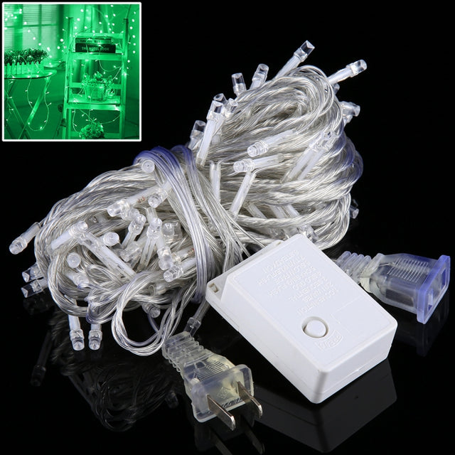 10m LED String Decoration Light, 100 LEDs with End Joint & 8 Display Modes Controller for Christmas Party, AC 110V, US Plug