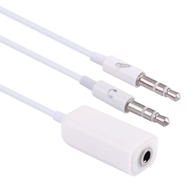 3.5mm Female to 3.5mm Male Microphone Jack + 3.5mm Male Earphone Jack Adapter Cable for Apple Computer, Length: 78cm(White)