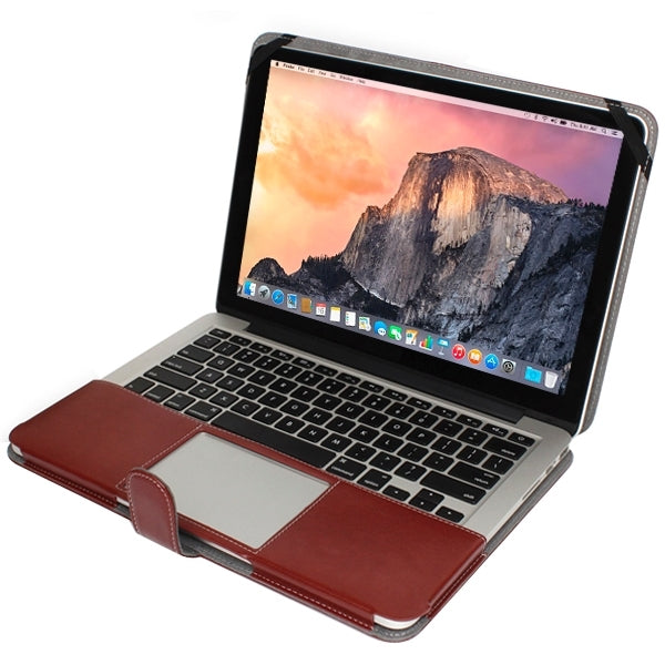 Notebook Leather Case with Snap Fastener for 13.3 inch MacBook Pro Retina(Brown) - MacBook Pro Cases by PMC TechLife | Online Shopping South Africa | PMC TechLife