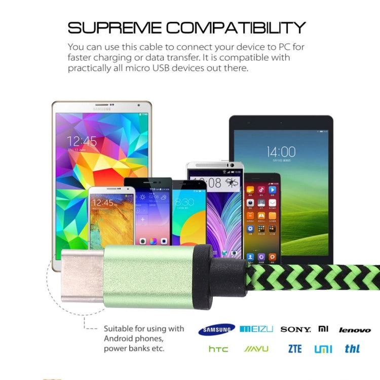 1m Woven Style USB-C / Type-C 3.1 to USB 2.0 Data Sync Charge Cable(Green) - USB-C & Type-C Cable by PMC TechLife | Online Shopping South Africa | PMC TechLife | Buy Now Pay Later Mobicred