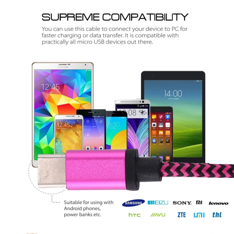1m Woven Style USB-C / Type-C 3.1 to USB 2.0 Data Sync Charge Cable(Magenta) - USB-C & Type-C Cable by PMC TechLife | Online Shopping South Africa | PMC TechLife | Buy Now Pay Later Mobicred