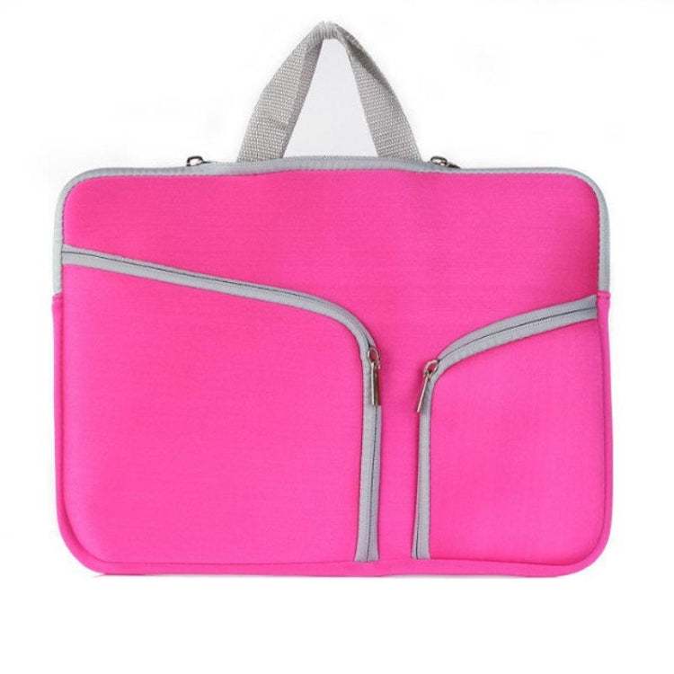 Double Pocket Zip Handbag Laptop Bag for Macbook Air 13 inch(Magenta) - free shipping - PMC Jewellery - Order now!