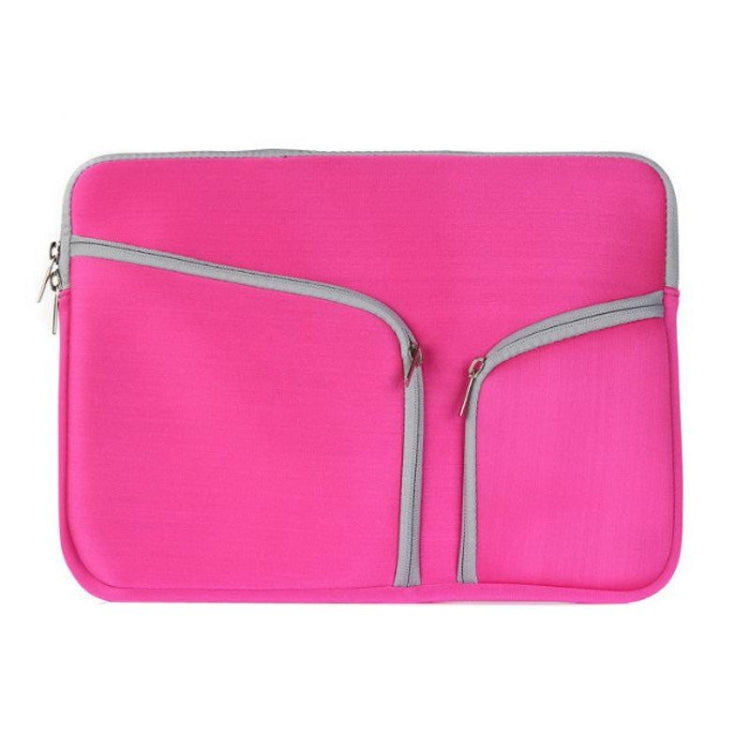 Double Pocket Zip Handbag Laptop Bag for Macbook Air 13 inch(Magenta)