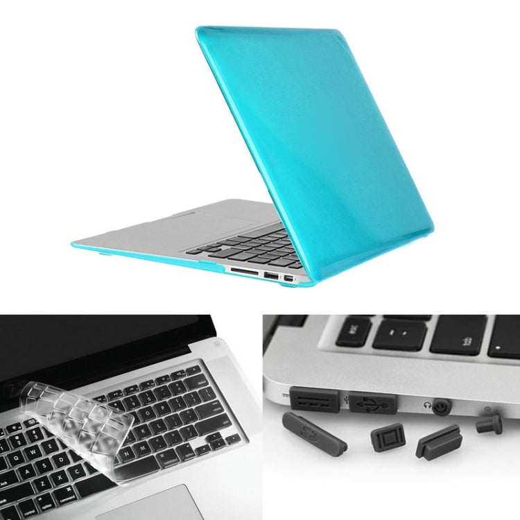 ENKAY for Macbook Air 11.6 inch (US Version) / A1370 / A1465 Hat-Prince 3 in 1 Crystal Hard Shell Plastic Protective Case with Keyboard Guard & Port Dust Plug(Blue) - free shipping - PMC Jewellery - Order now!