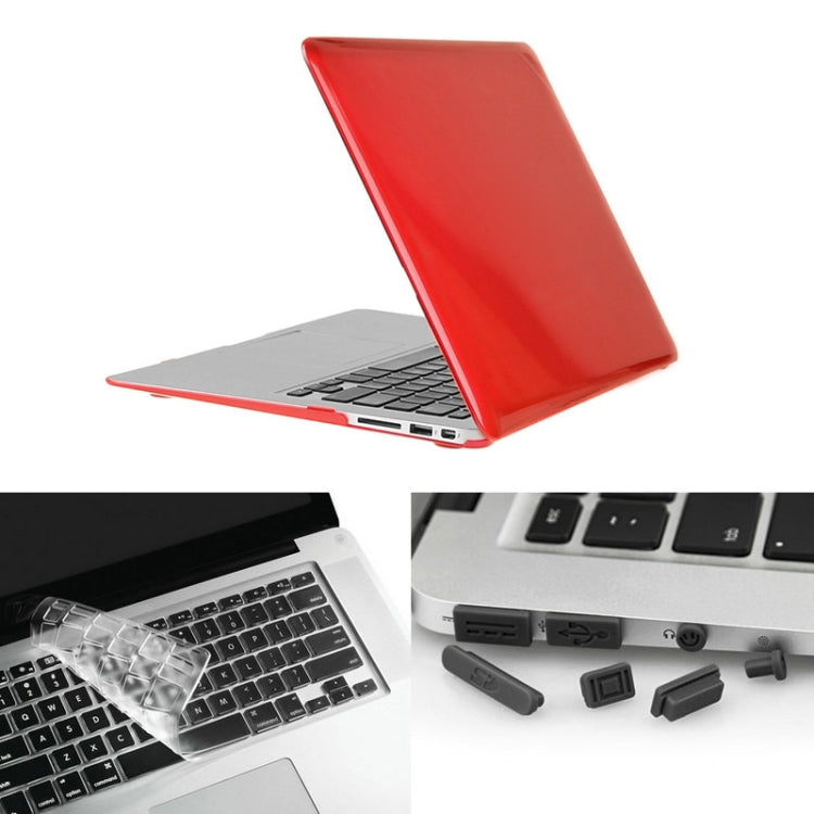 ENKAY for Macbook Air 11.6 inch (US Version) / A1370 / A1465 Hat-Prince 3 in 1 Crystal Hard Shell Plastic Protective Case with Keyboard Guard & Port Dust Plug(Red) - free shipping - PMC Jewellery - Order now!