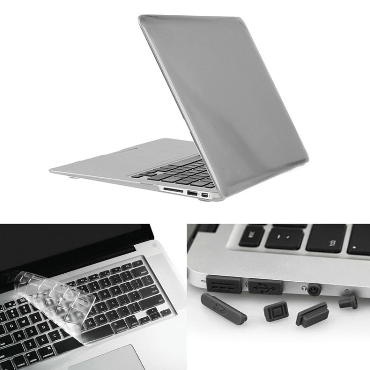 ENKAY for Macbook Air 13.3 inch (US Version) / A1369 / A1466 Hat-Prince 3 in 1 Crystal Hard Shell Plastic Protective Case with Keyboard Guard & Port Dust Plug(Grey) - free shipping - PMC Jewellery - Order now!