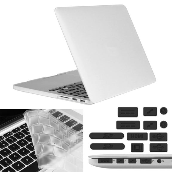 ENKAY for Macbook Pro Retina 15.4 inch (US Version) / A1398 Hat-Prince 3 in 1 Frosted Hard Shell Plastic Protective Case with Keyboard Guard & Port Dust Plug(White)