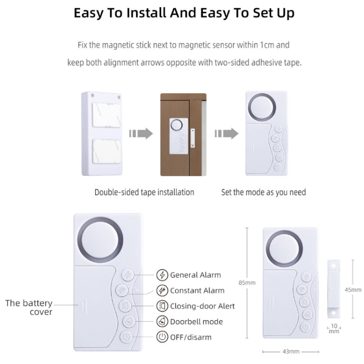 4 in 1 Door Magnet Refrigerator Delayed Door Closing Bell Anti-theft Alarm (3V) - Door Window Alarm by PMC Jewellery | Online Shopping South Africa | PMC Jewellery | Buy Now Pay Later Mobicred