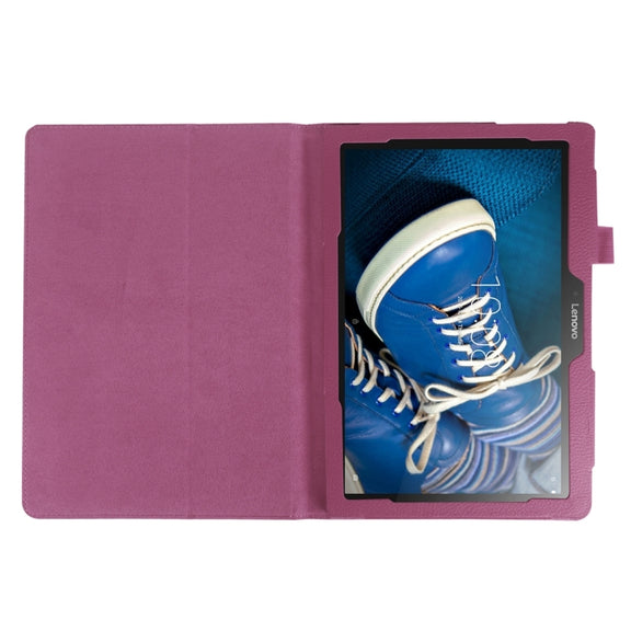 Litchi Texture Horizontal Flip Solid Color Leather Case with Holder for Lenovo TAB 2 A10-30 X30F & TAB 2 A10-70F, 10.1 inch(Purple)