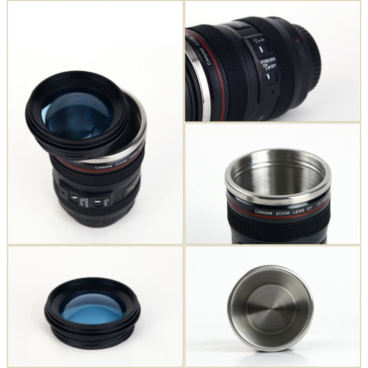 400ML Camera Lens Cup Mug Caniam EF 24-105mm F4 Filter Cup for Coffee Milk Water as Gift(Black) - Vacuum Thermoses & Cups by PMC TechLife | Online Shopping South Africa | PMC TechLife | Buy Now Pay Later Mobicred