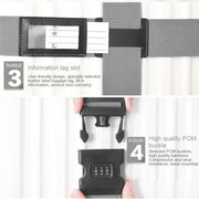 Luggage Strap Cross Belt Adjustable Packing Band Belt Strap with Password Lock for Luggage Travel Suitcase(Grey)