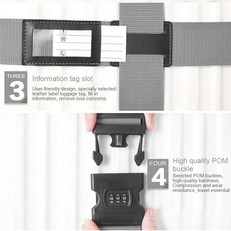 Luggage Strap Cross Belt Adjustable Packing Band Belt Strap with Password Lock for Luggage Travel Suitcase(Grey)