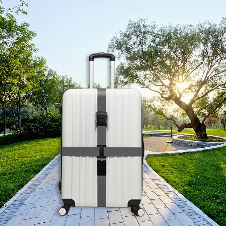 Luggage Strap Cross Belt Adjustable Packing Band Belt Strap with Password Lock for Luggage Travel Suitcase(Grey)