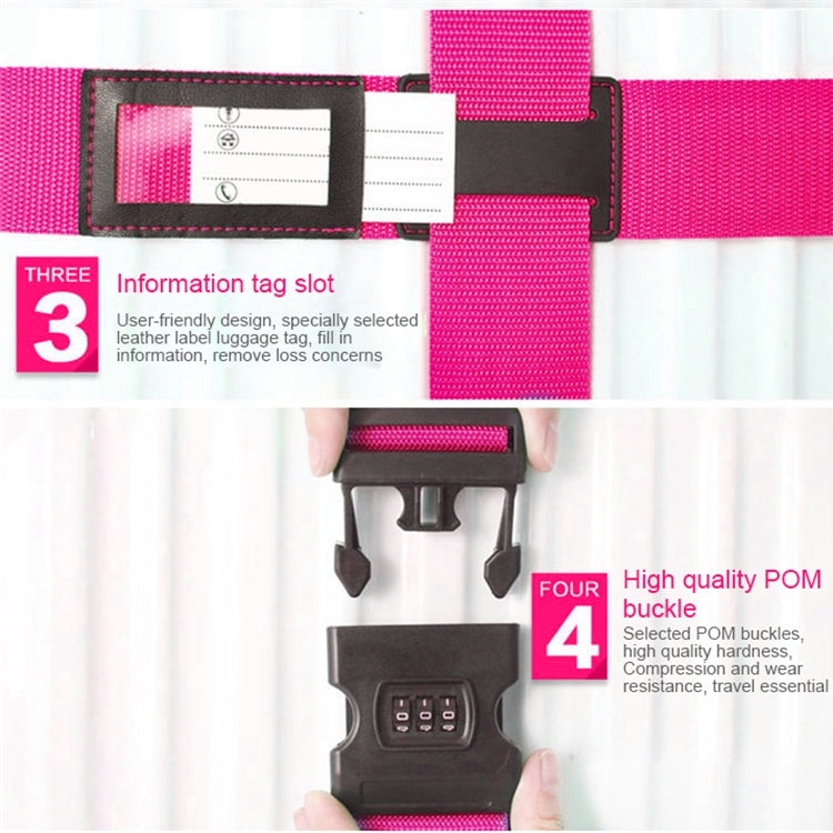 Luggage Strap Cross Belt Adjustable Packing Band Belt Strap with Password Lock for Luggage Travel Suitcase(Rose Red) - free shipping - PMC TechLife - Order now!