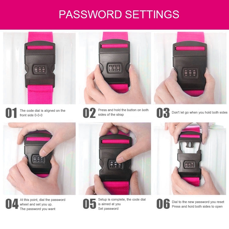 Luggage Strap Cross Belt Adjustable Packing Band Belt Strap with Password Lock for Luggage Travel Suitcase(Rose Red)
