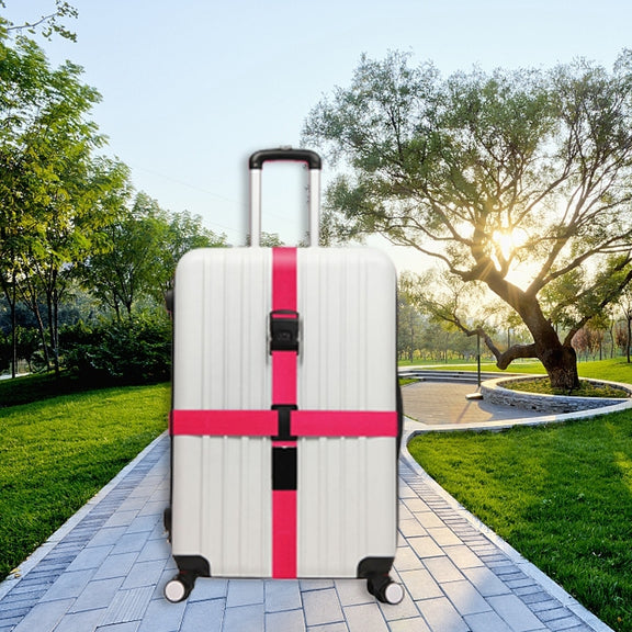 Luggage Strap Cross Belt Adjustable Packing Band Belt Strap with Password Lock for Luggage Travel Suitcase(Rose Red)
