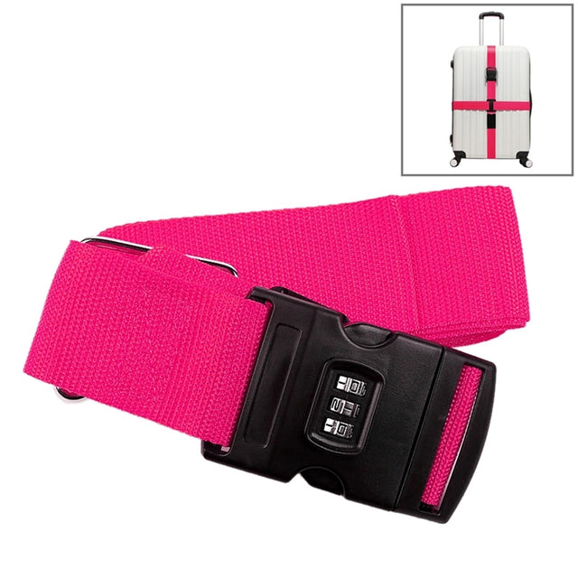 Luggage Strap Cross Belt Adjustable Packing Band Belt Strap with Password Lock for Luggage Travel Suitcase(Rose Red)