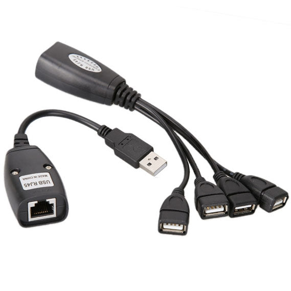 USB 2.0 CAT5 / CAT5E / CAT6 RJ45 to 4 USB Ethernet Extender LAN Extension Cable Repeater Adapter - Lan Cable and Tools by PMC Jewellery | Online Shopping South Africa | PMC Jewellery | Buy Now Pay Later Mobicred