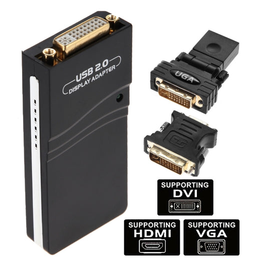 USB 2.0 to VGA, DVI, HDMI Adapter , Resolution: 1920*1080(Black) - Adapter by PMC Jewellery | Online Shopping South Africa | PMC Jewellery | Buy Now Pay Later Mobicred