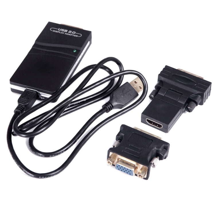 USB 2.0 to VGA, DVI, HDMI Adapter , Resolution: 1920*1080(Black) - Adapter by PMC Jewellery | Online Shopping South Africa | PMC Jewellery | Buy Now Pay Later Mobicred