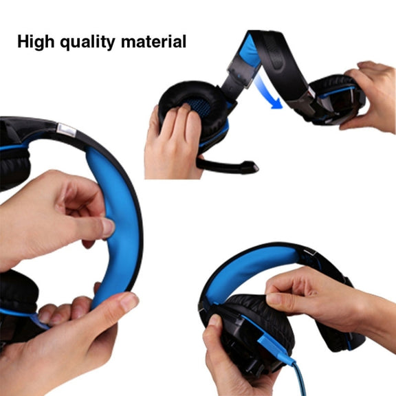 EACH G2000 Over-ear Stereo Bass Gaming Headset with Mic & LED Light for Computer, Cable Length: 2.2m(Blue)