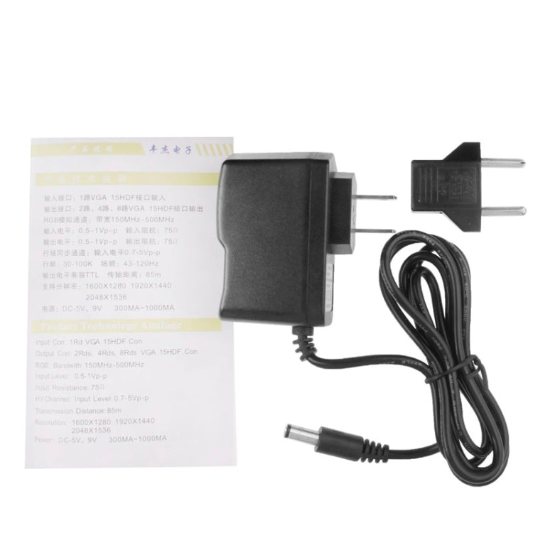 FJ-2508A 8 Port VGA Video Splitter High Resolution 1920 x 1440 Support 250MHz Video Bandwidth - VGA Splitters by PMC Jewellery | Online Shopping South Africa | PMC Jewellery | Buy Now Pay Later Mobicred