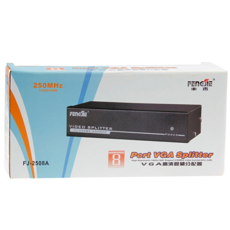 FJ-2508A 8 Port VGA Video Splitter High Resolution 1920 x 1440 Support 250MHz Video Bandwidth - VGA Splitters by PMC Jewellery | Online Shopping South Africa | PMC Jewellery | Buy Now Pay Later Mobicred