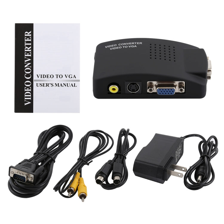 High Resolution (BNC) Video and S-Video to VGA Conversion(Black) - VGA Converter by PMC Jewellery | Online Shopping South Africa | PMC Jewellery | Buy Now Pay Later Mobicred