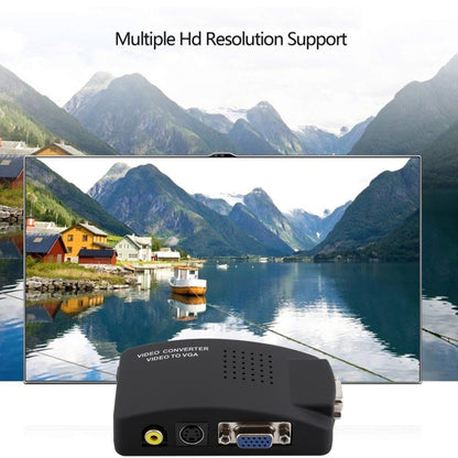 High Resolution (BNC) Video and S-Video to VGA Conversion(Black) - VGA Converter by PMC Jewellery | Online Shopping South Africa | PMC Jewellery | Buy Now Pay Later Mobicred