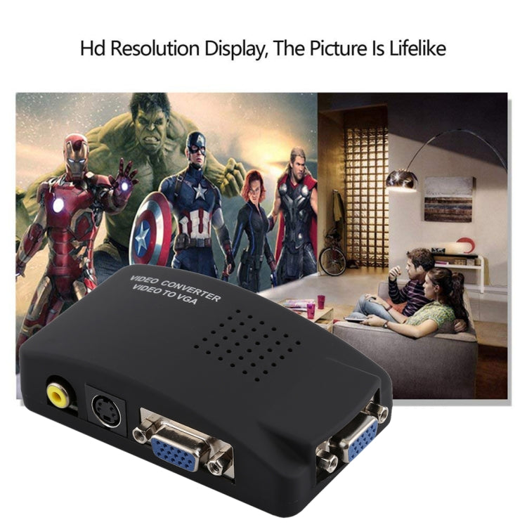 High Resolution (BNC) Video and S-Video to VGA Conversion(Black) - VGA Converter by PMC Jewellery | Online Shopping South Africa | PMC Jewellery | Buy Now Pay Later Mobicred