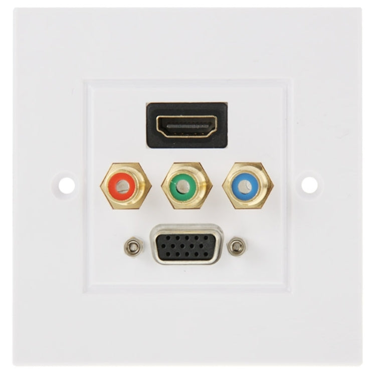 HDMI Female Plug + 3 RCA Female Plugs + VGA Female Plug Wall Plate Panel -  by PMC Jewellery | Online Shopping South Africa | PMC Jewellery | Buy Now Pay Later Mobicred