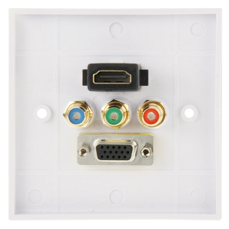 HDMI Female Plug + 3 RCA Female Plugs + VGA Female Plug Wall Plate Panel -  by PMC Jewellery | Online Shopping South Africa | PMC Jewellery | Buy Now Pay Later Mobicred