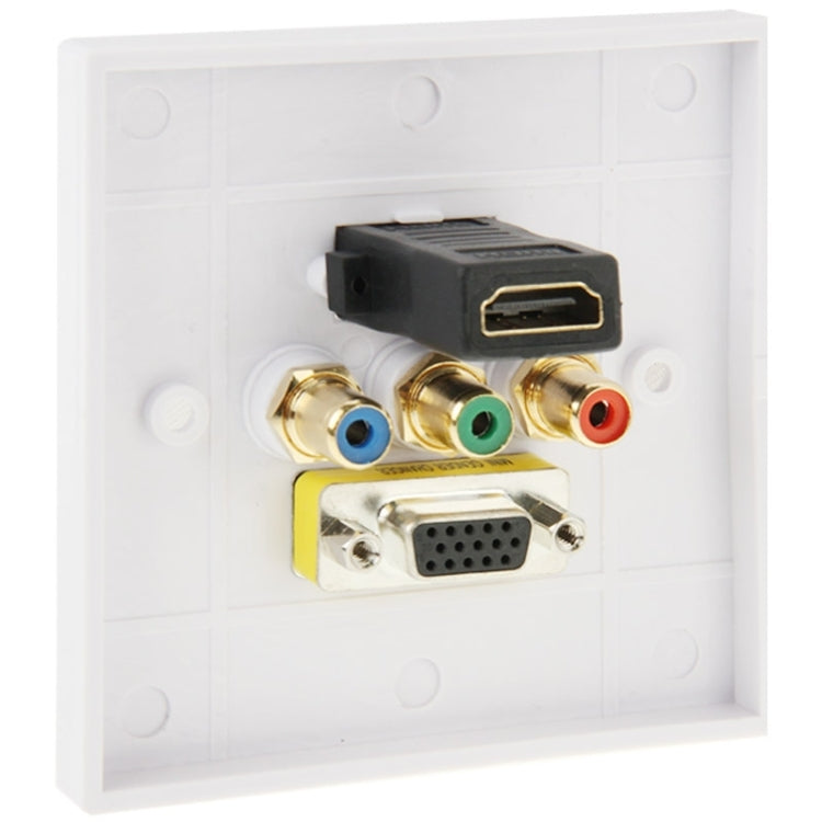 HDMI Female Plug + 3 RCA Female Plugs + VGA Female Plug Wall Plate Panel -  by PMC Jewellery | Online Shopping South Africa | PMC Jewellery | Buy Now Pay Later Mobicred